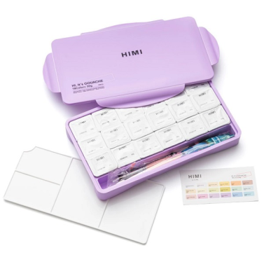 Tinta Guache 30ml c/18 + 3 Pinceis Estojo Roxo TST124 Himi